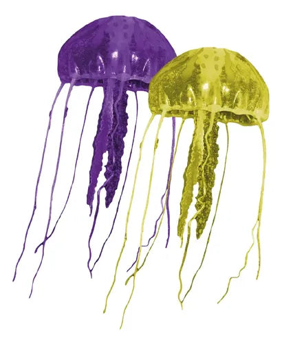 SOMA ENFEITE DE SILICONE JELLYFISH COMBO ROXA/AMARELA MD/PQ